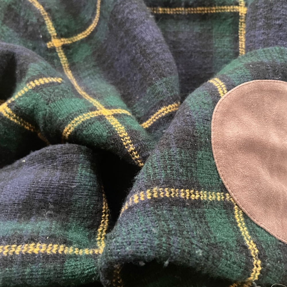 Polo Ralph Lauren Archival Blackwatch Wool Sweater w/ Suede Elbow Patches | L - Picture 7 of 10